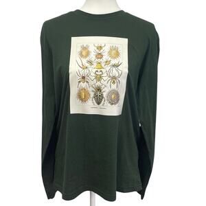 Hand Printed Upcycled Mens Medium Vintage Book Page Arachnid Spider CrewNeck Tee